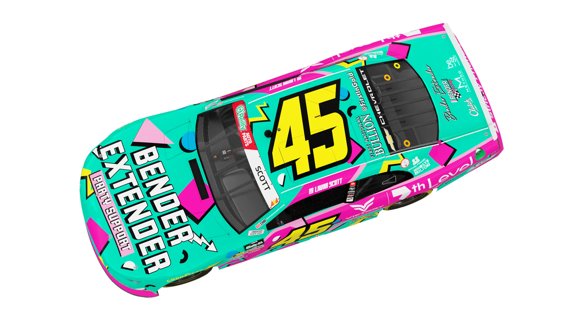 Top view of the No. 45 Bender Extender Chevrolet, fresh paint