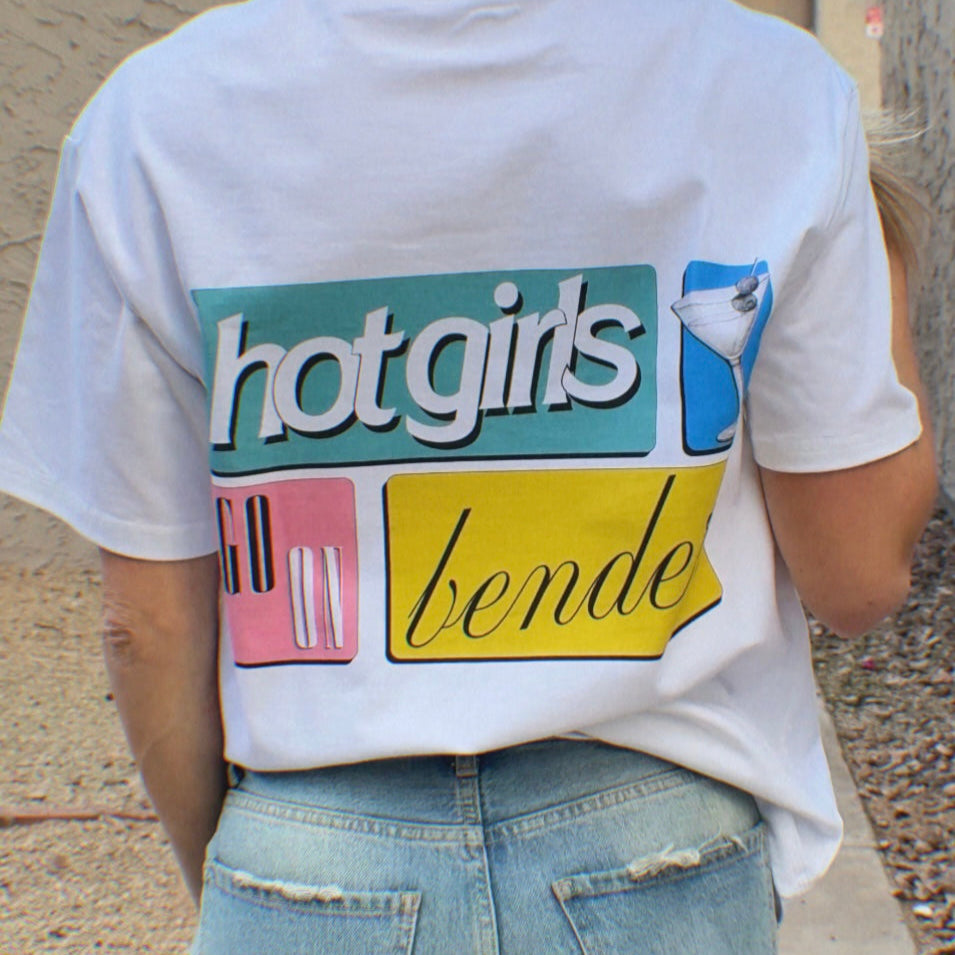 Hot Girls Go On Benders Retro Block Tee
